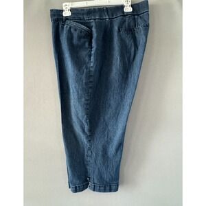 Khakis & Co Women's Plus 14W Capri Jeans Dark Blue Denim Stretch Weekend Casual